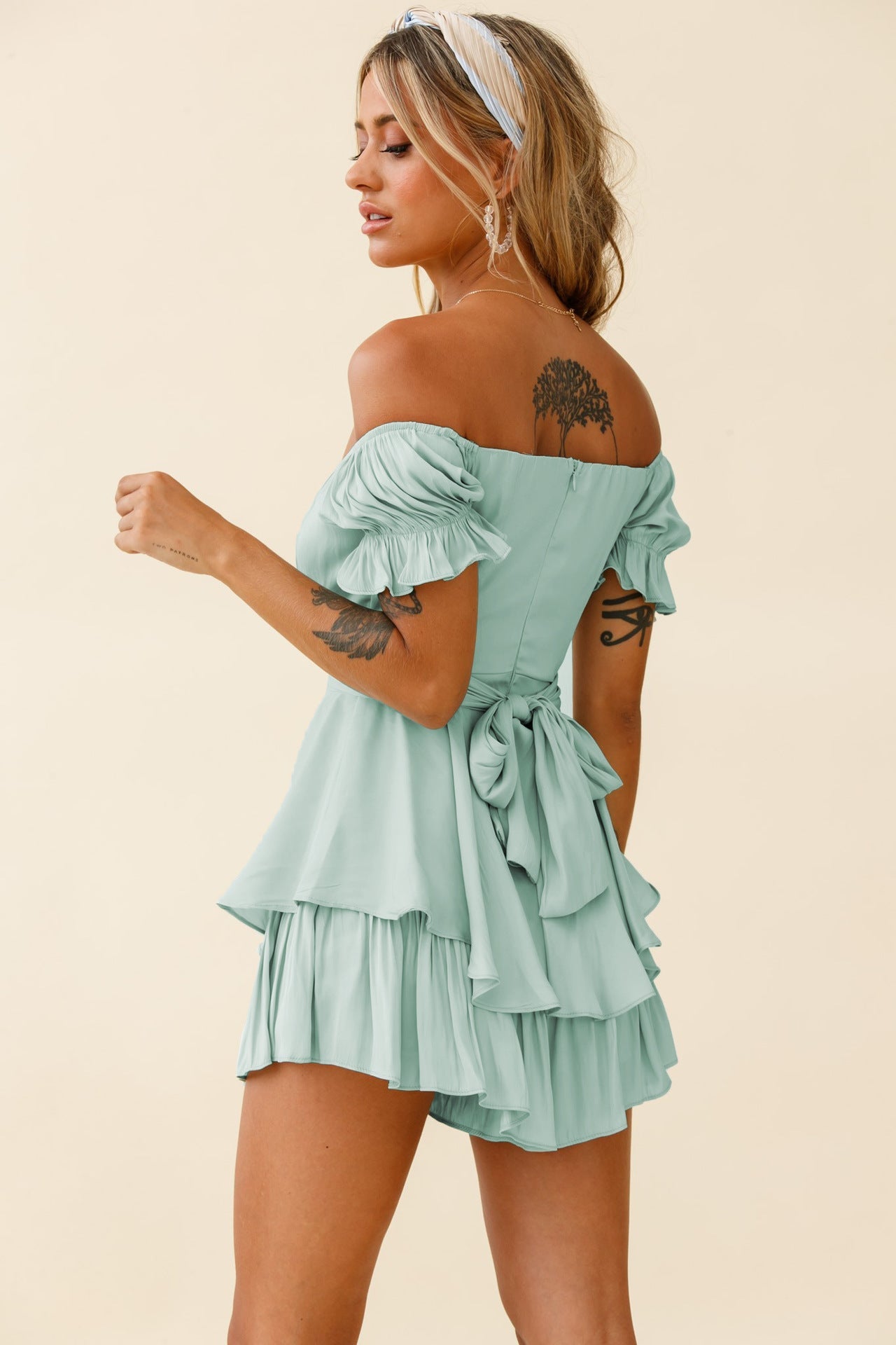 Mahoney Smocked Ruffle Mini Dress - Pistachio