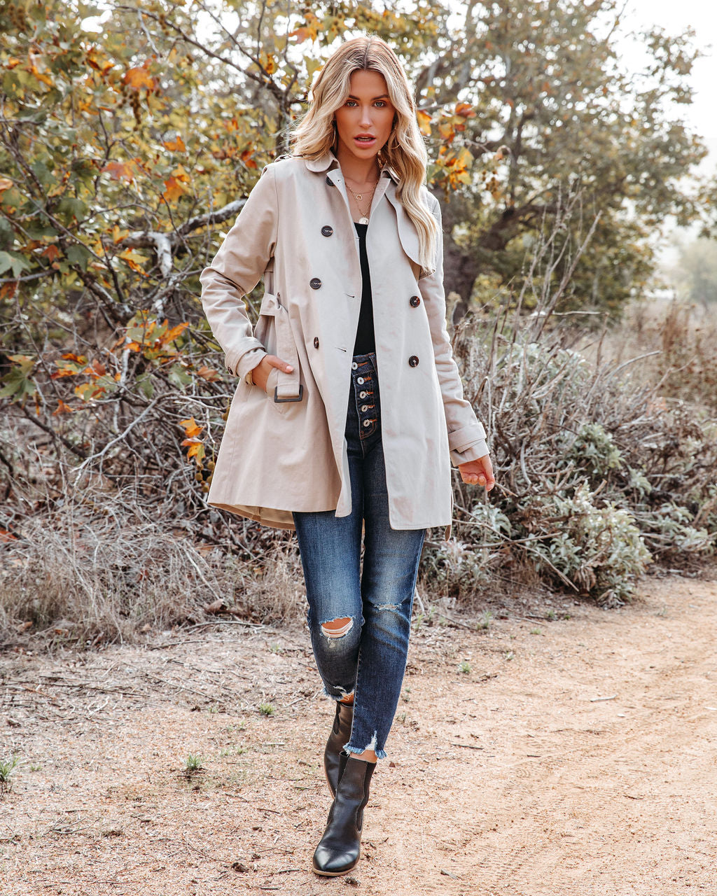 Larson Cotton Pocketed Trench Coat