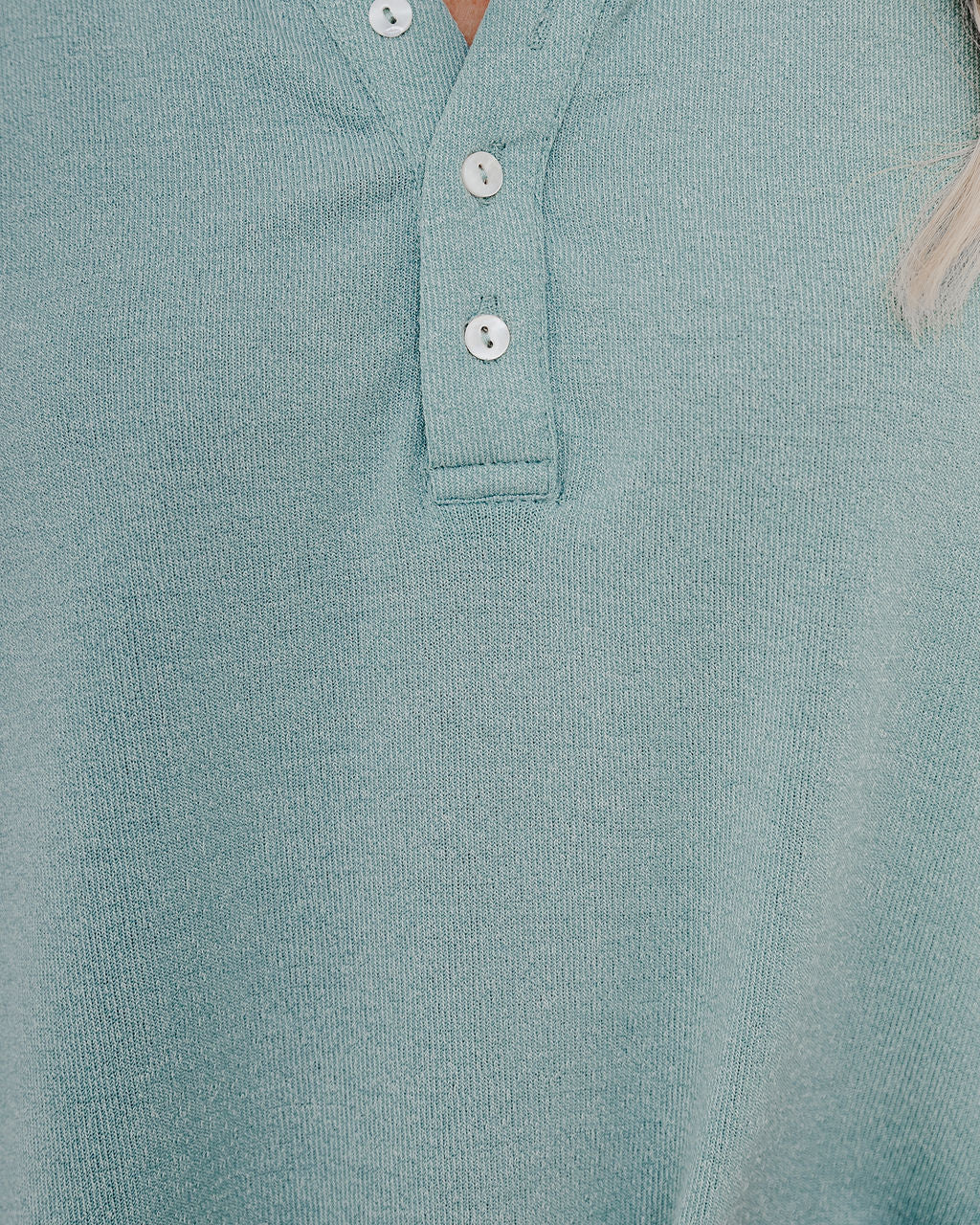 Maggie Relaxed Knit Henley Top - Sage