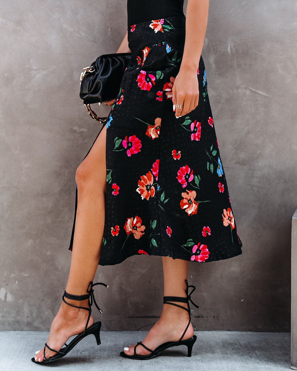 Mariella Floral Slit Midi Skirt