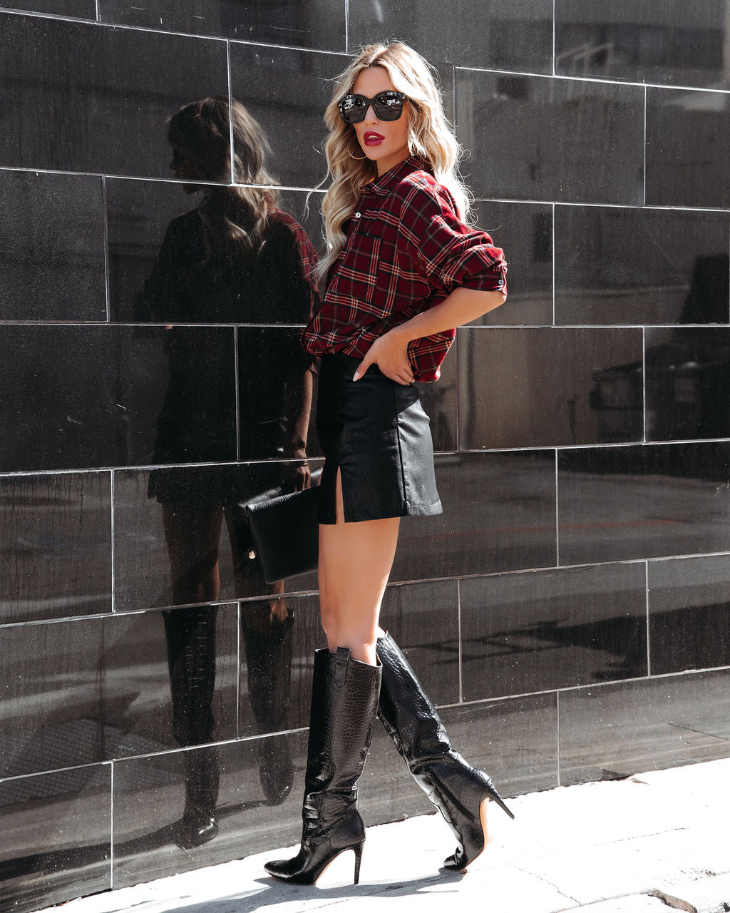 Mikayla Faux Leather Mini Skirt - Black