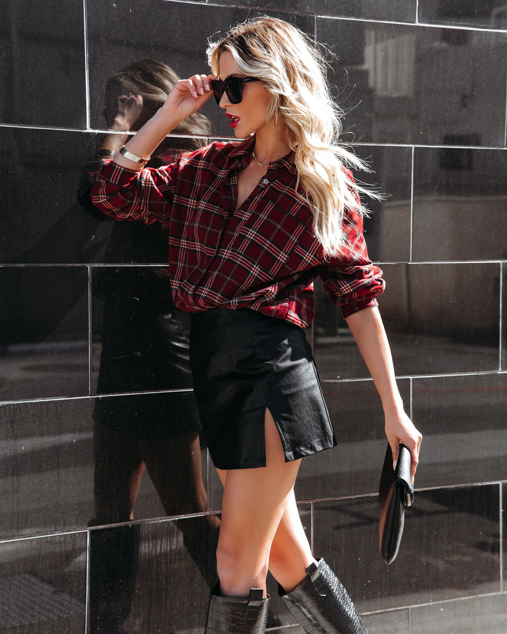Mikayla Faux Leather Mini Skirt - Black