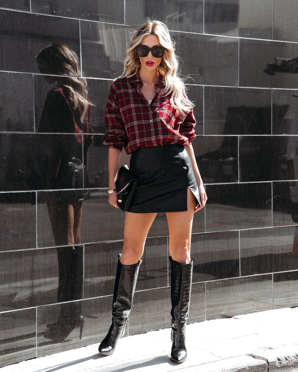 Mikayla Faux Leather Mini Skirt - Black