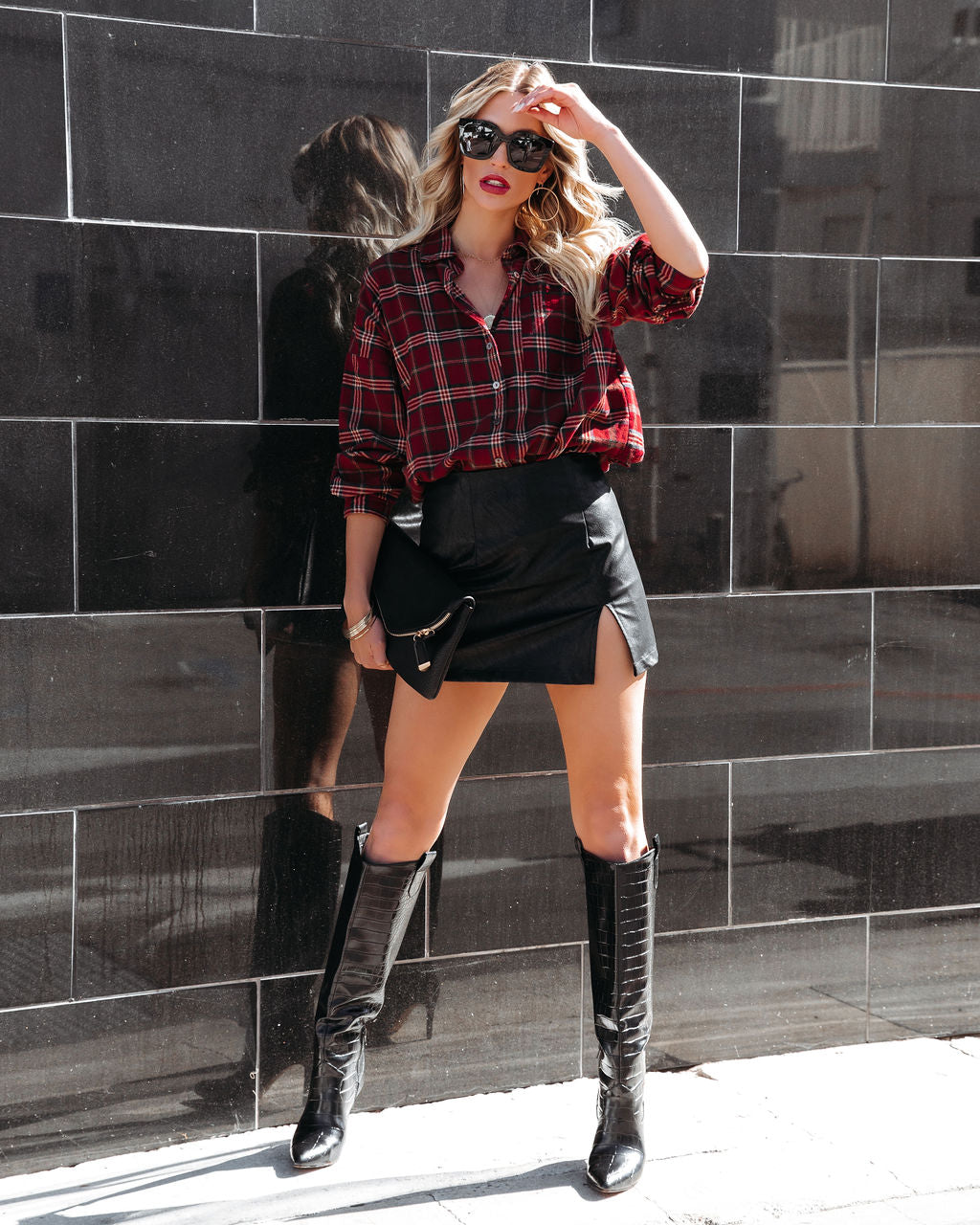 Mikayla Faux Leather Mini Skirt - Black
