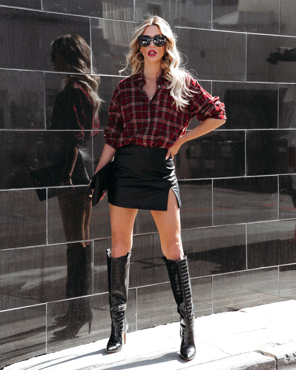 Mikayla Faux Leather Mini Skirt - Black